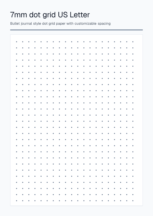 7mm Letter Gray — Dot Grid Paper — printable PDF preview