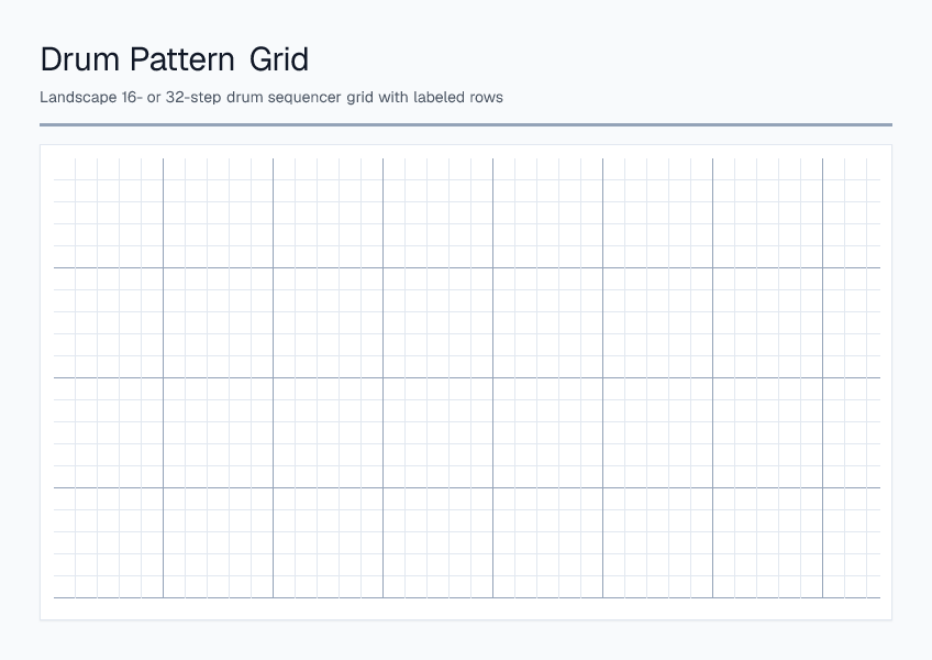 Drum Pattern Grid — printable PDF preview