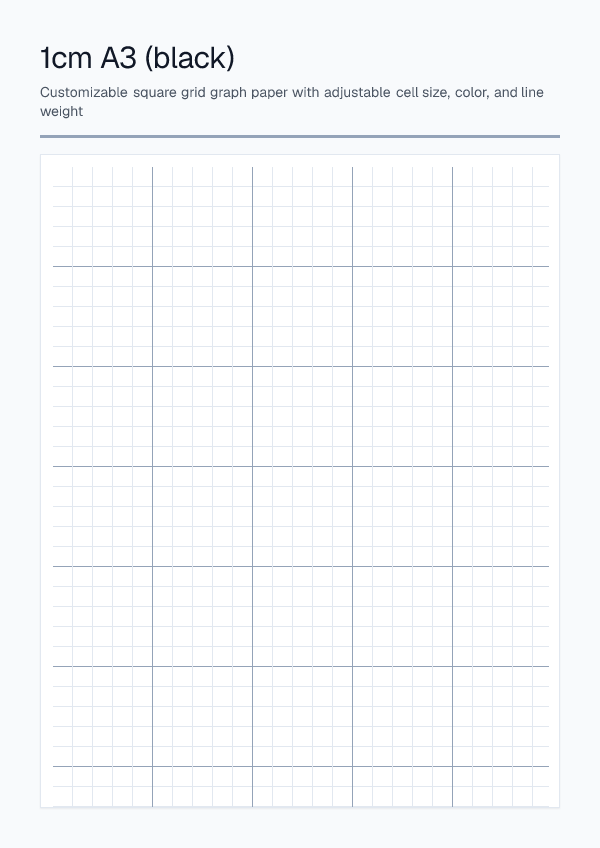 1cm A3 Black — Graph Paper — printable PDF preview