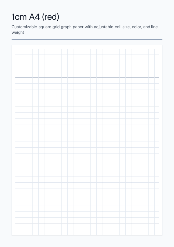 1cm A4 Red — Graph Paper — printable PDF preview
