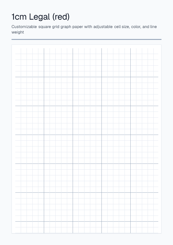 1cm Legal Red — Graph Paper — printable PDF preview