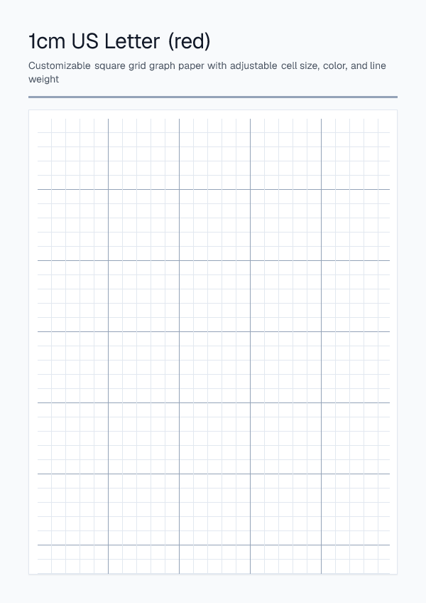 1cm Letter Red — Graph Paper — printable PDF preview
