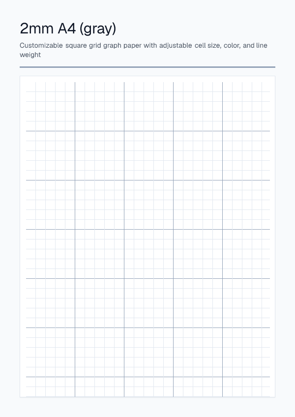 2mm A4 Gray — Graph Paper — printable PDF preview