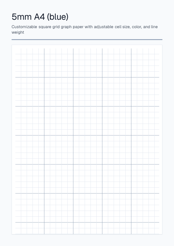 5mm A4 Blue — Graph Paper — printable PDF preview