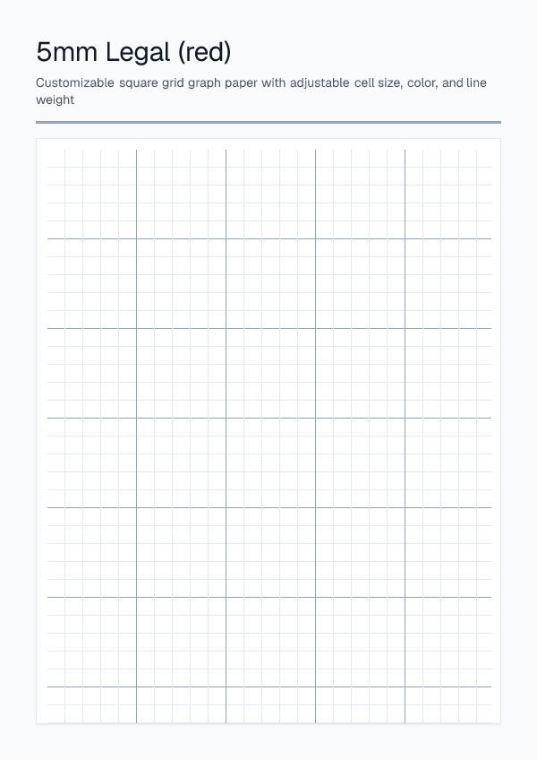 5mm Legal Red — Graph Paper — printable PDF preview