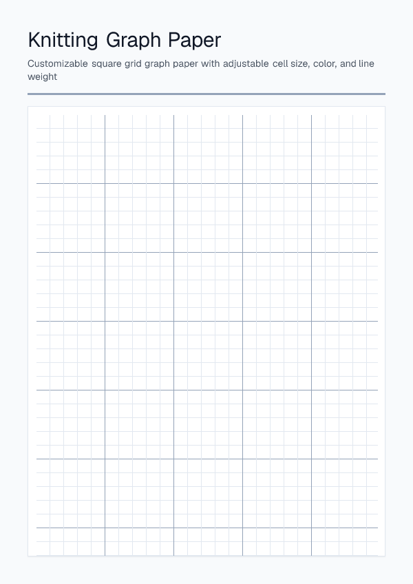 Knitting — Graph Paper — printable PDF preview