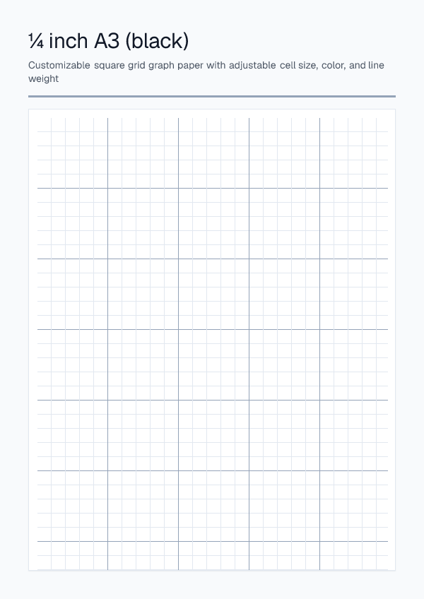 Quarter Inch A3 Black — Graph Paper — printable PDF preview