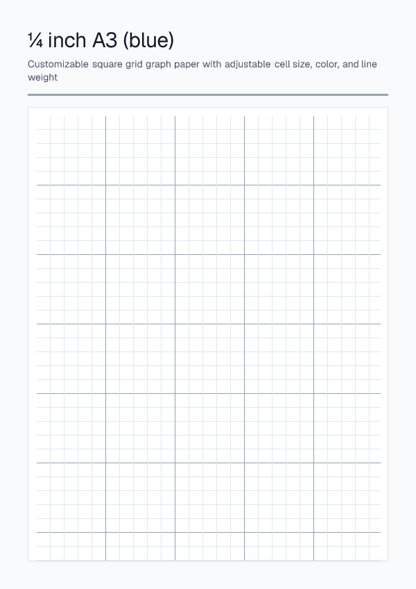 Quarter Inch A3 Blue — Graph Paper — printable PDF preview