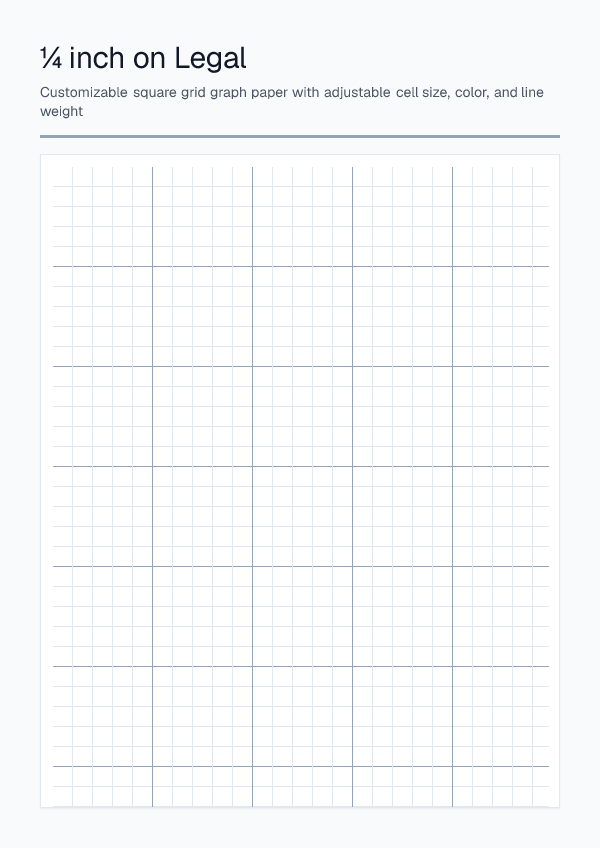 Quarter Inch Legal — Graph Paper — printable PDF preview