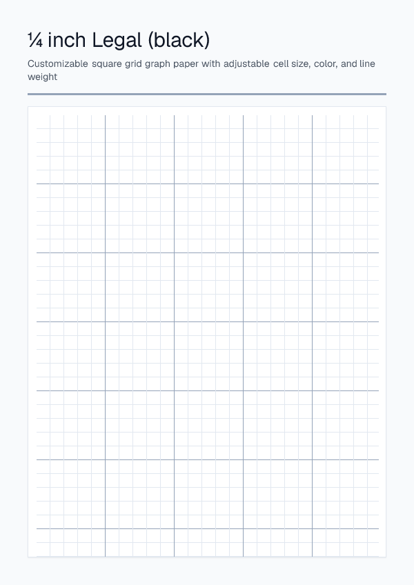 Quarter Inch Legal Black — Graph Paper — printable PDF preview