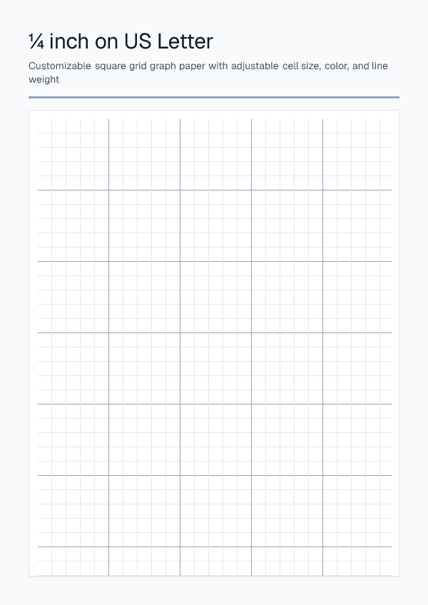 Quarter Inch Letter — Graph Paper — printable PDF preview