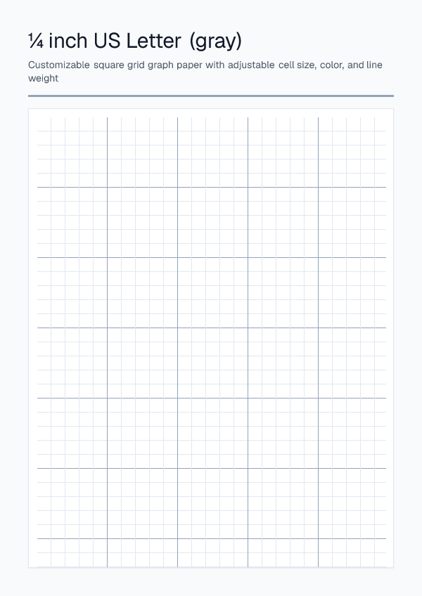 Quarter Inch Letter Gray — Graph Paper — printable PDF preview