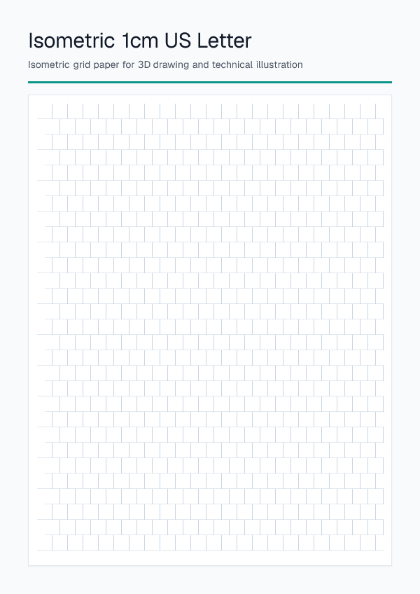 1cm Letter — Isometric Paper — printable PDF preview