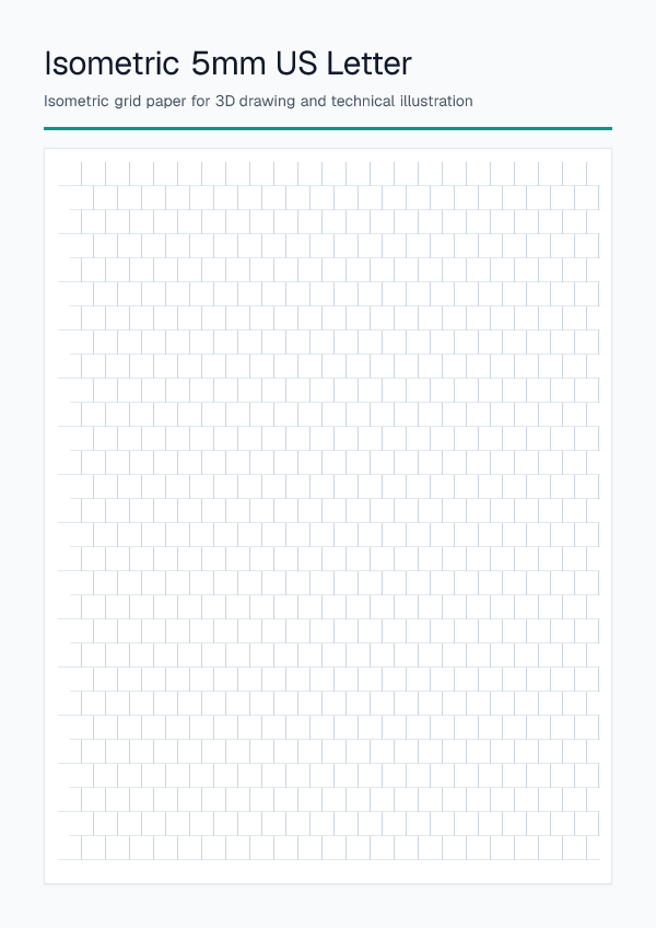 5mm Letter — Isometric Paper — printable PDF preview