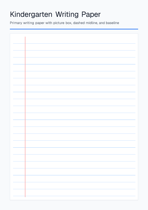 Kindergarten Writing Paper — printable PDF preview