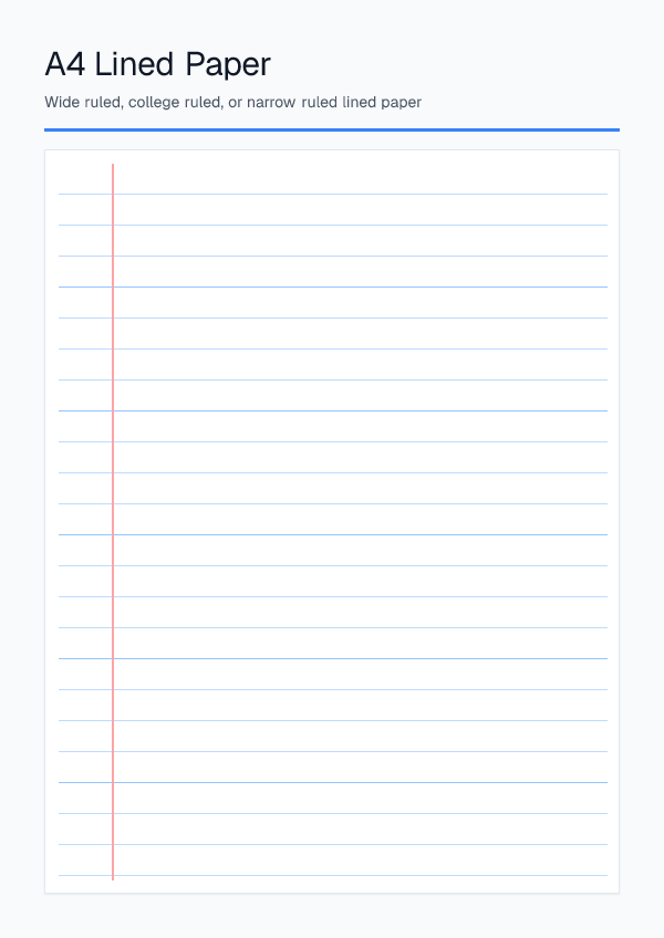 A4 — Lined Paper — printable PDF preview