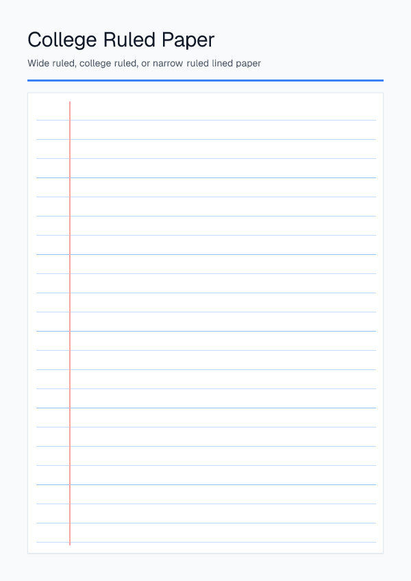 College Ruled — Lined Paper — printable PDF preview