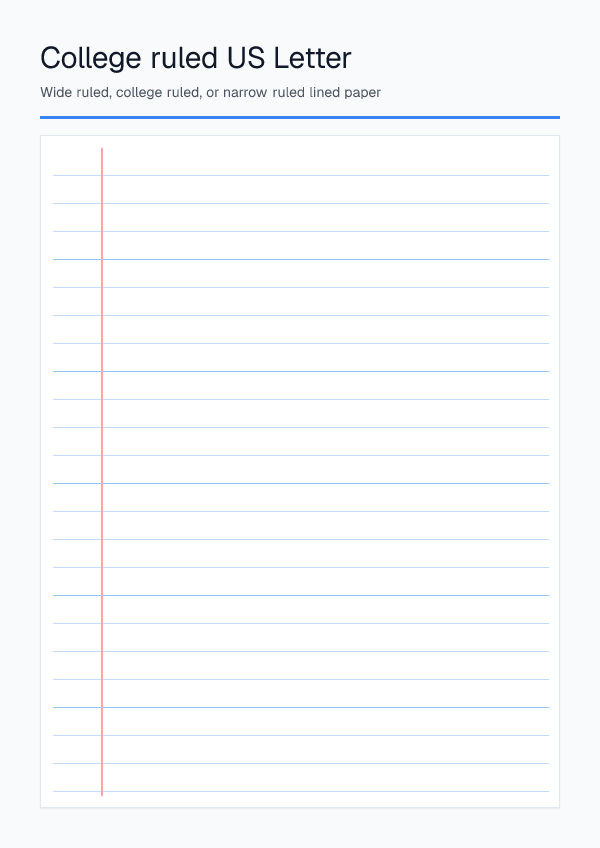 College Ruled Letter — Lined Paper — printable PDF preview