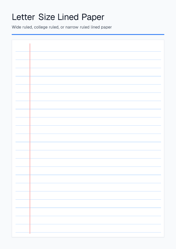 Letter — Lined Paper — printable PDF preview