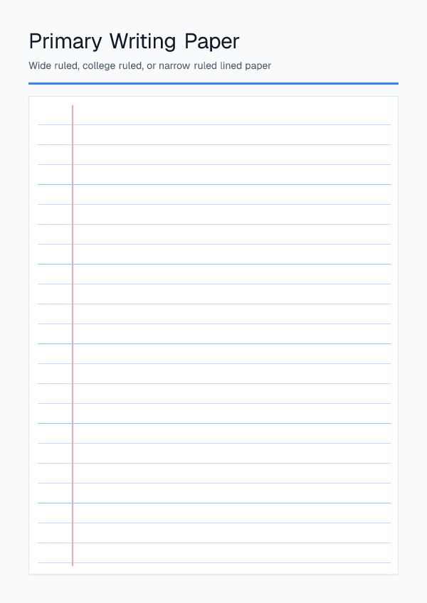 Primary Ruled — Lined Paper — printable PDF preview