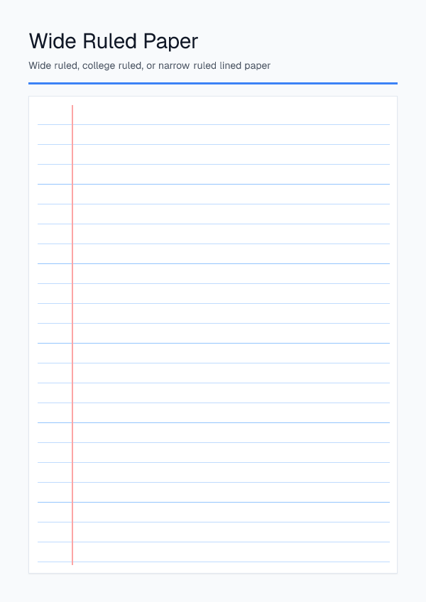 Wide Ruled — Lined Paper — printable PDF preview