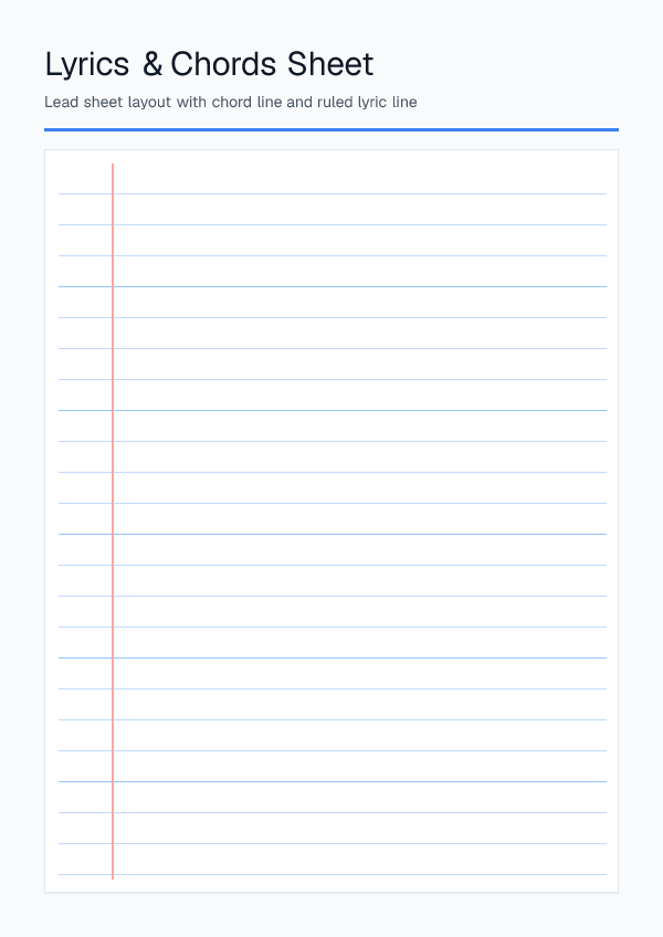 Lyrics & Chords Sheet — printable PDF preview