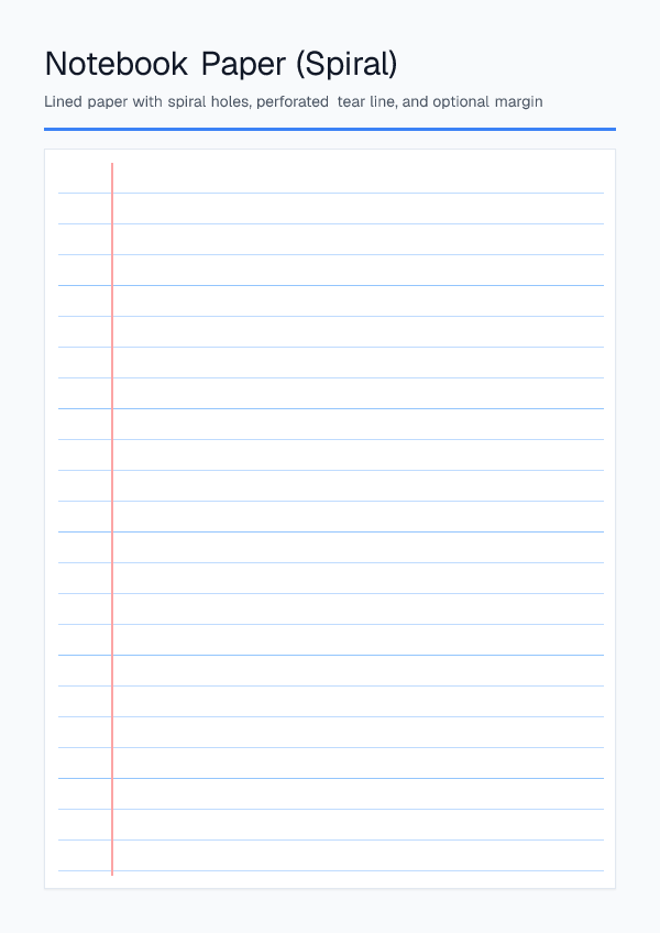 Notebook Paper (Spiral) — printable PDF preview