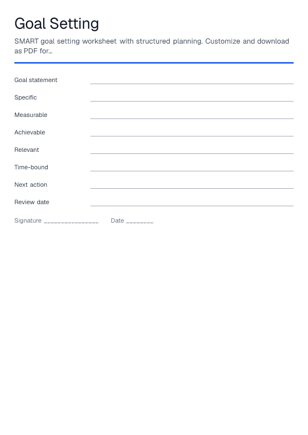 Goal Setting — printable PDF preview