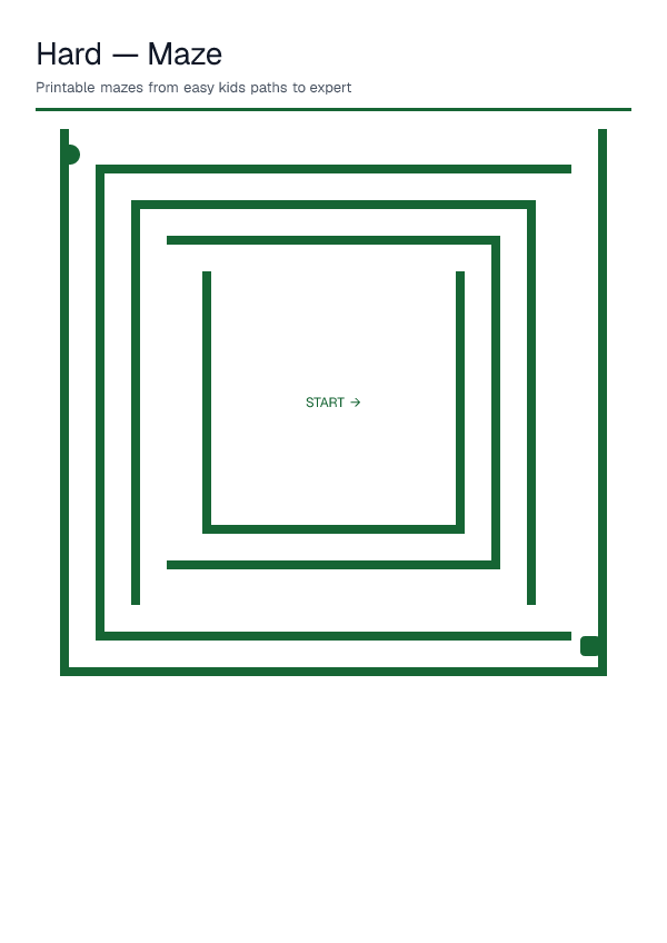 Hard — Maze — printable PDF preview
