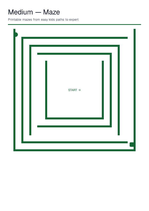 Medium — Maze — printable PDF preview