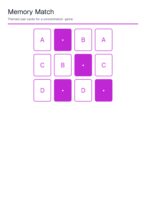 Memory Match — printable PDF preview