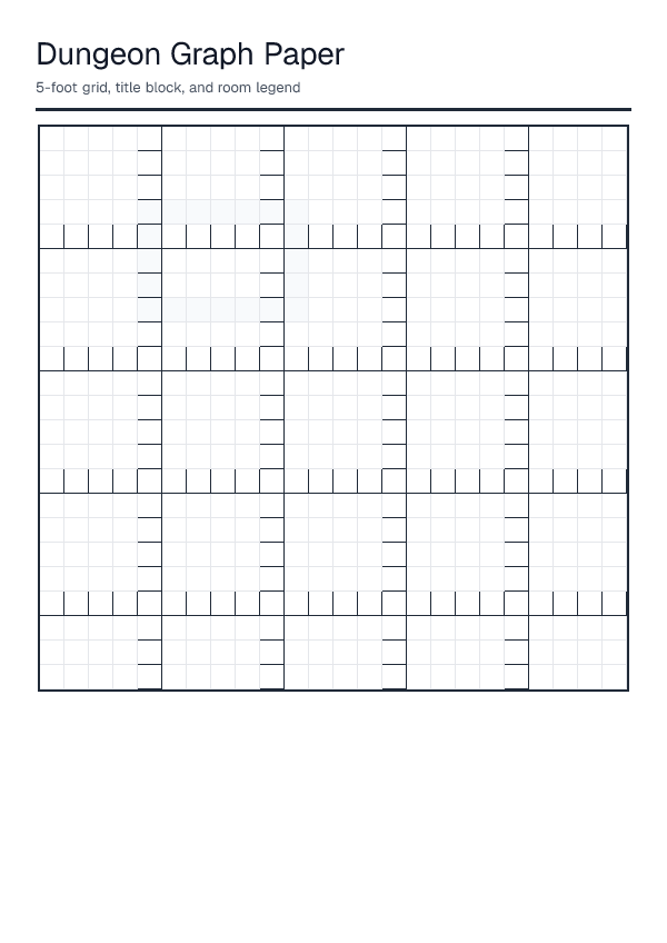 Dungeon Graph Paper — printable PDF preview
