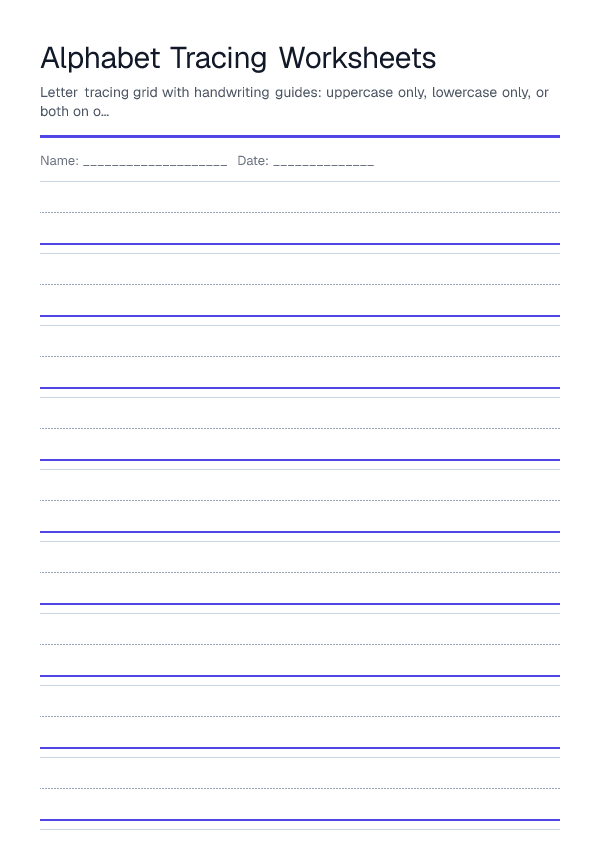 Alphabet Tracing Worksheets — printable PDF preview