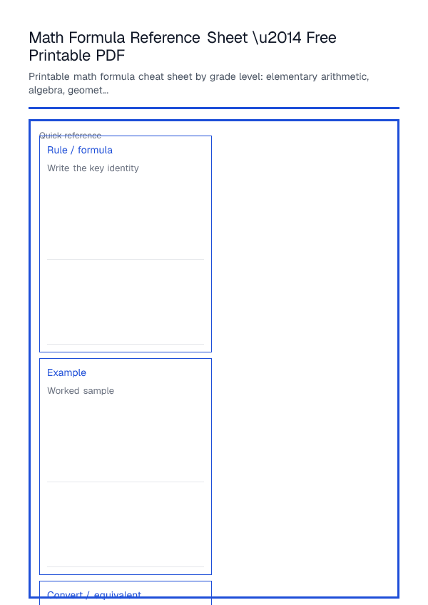 Math Formula Reference Sheet \u2014 Free Printable PDF — printable PDF preview