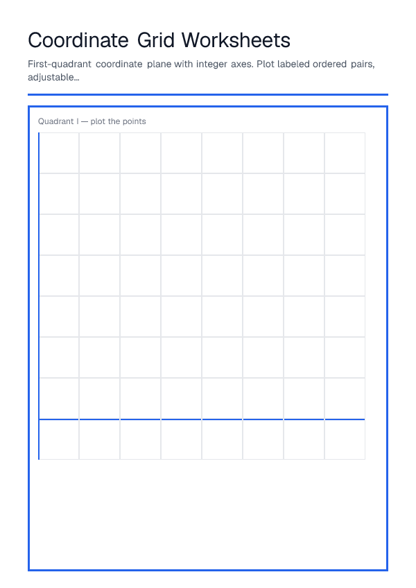 Coordinate Grid Worksheets — printable PDF preview