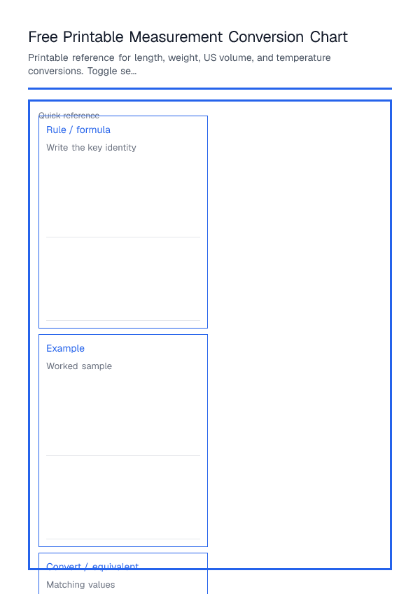 Free Printable Measurement Conversion Chart — printable PDF preview