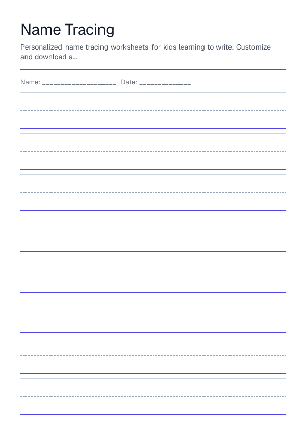 Name Tracing — printable PDF preview