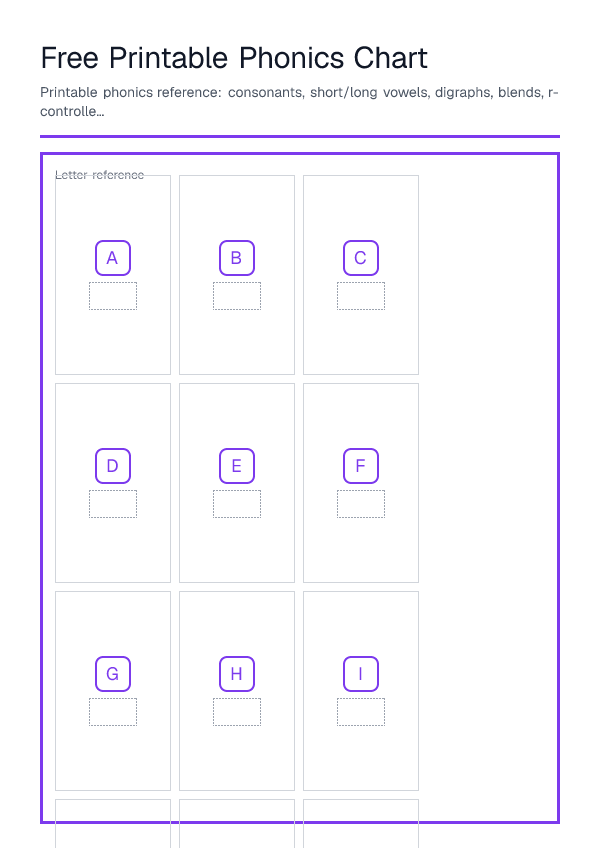 Free Printable Phonics Chart — printable PDF preview
